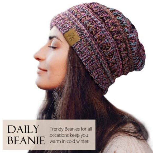 Chunky Cable Knit Beanie Winter Hat Soft Warm Slouchy Fit Chic Casual - Picture 3 of 8